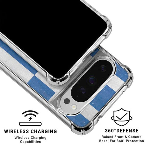 Greece Flag Distressed Google Pixel 10 Pro Clear Case